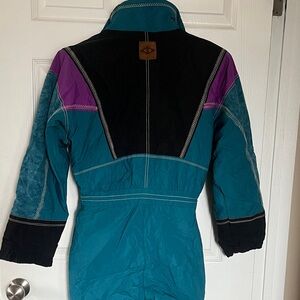 Obermeyer Vintage Awesome Reversible Teal and Purple Jumpsuit Ski Suit
